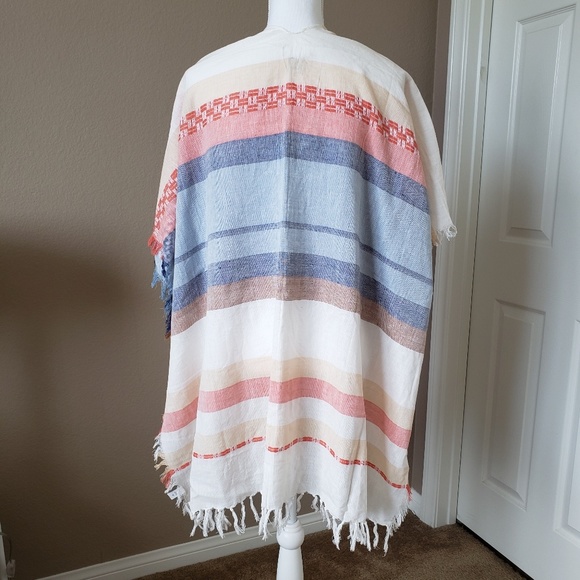 Echo Design Blanket Stripe Kimono Boho Blue Coral - Picture 6 of 7